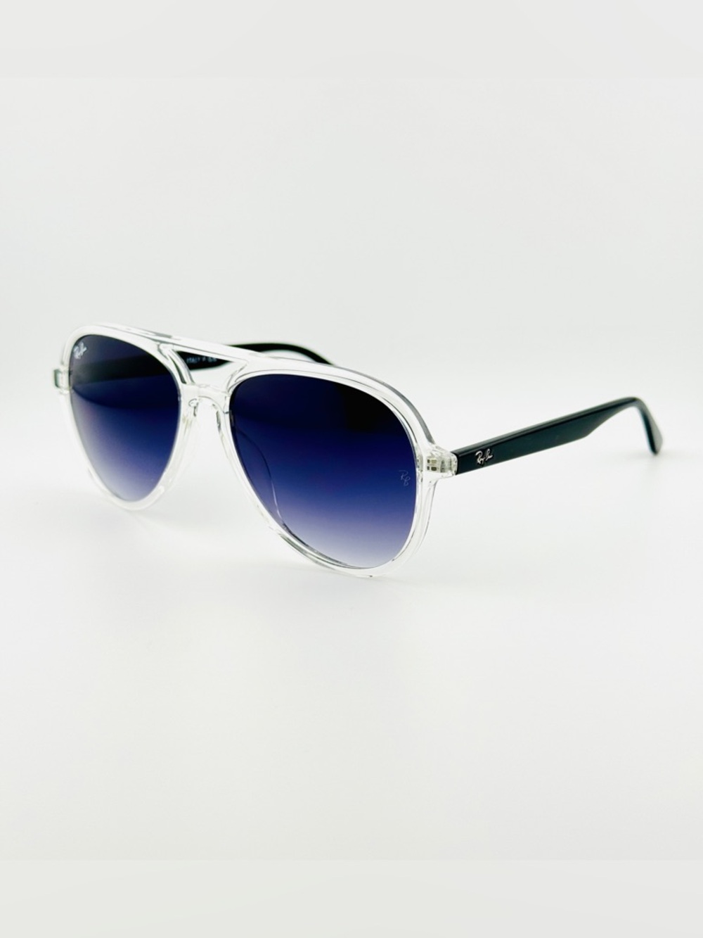 Ray-Ban Aviator Sunglasses RB4376 Transparent Frame with Gradient Dark Gray Lens - Picture 8 of 16